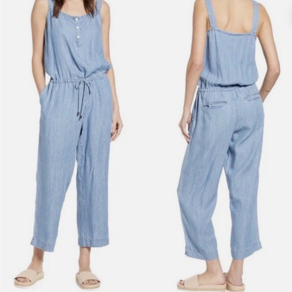 Rails Denim Sleeveless Drawstring Jumpsuit